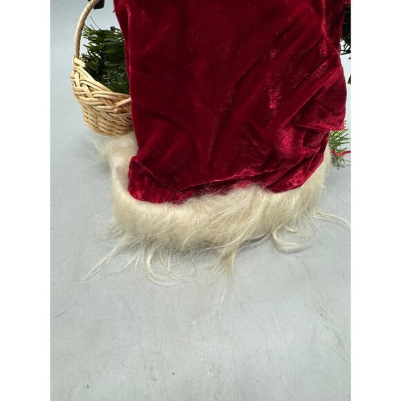 Santa Claus Figurine Faux Fur Beard & Velvet Robe Holding Christmas Tree READ - Picture 14 of 16